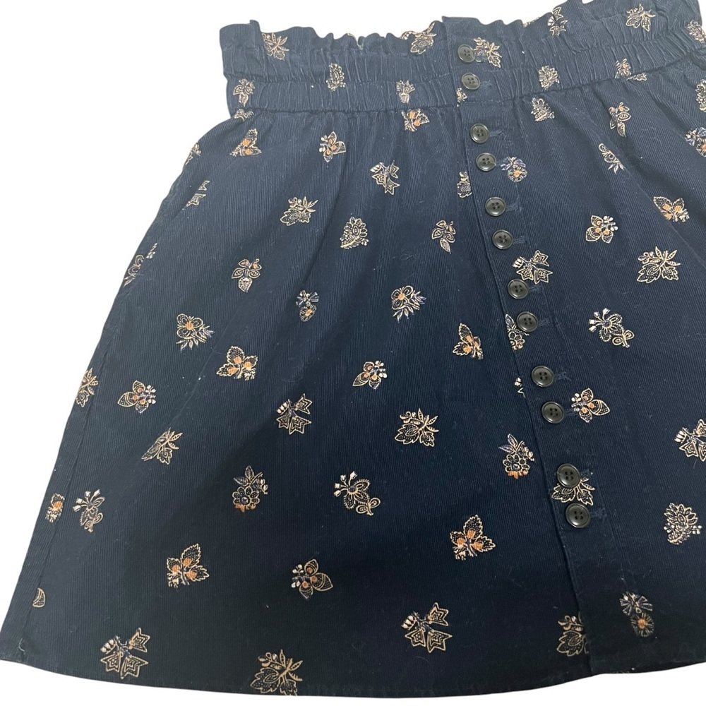 Madewell Women’s Navy Corduroy Floral Paperbag Mini Skirt Small Preppy Feminine. - Picture 9 of 16